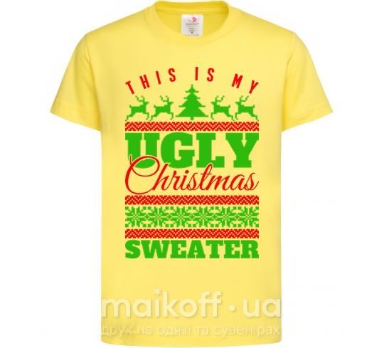Дитяча футболка Ugly Christmas sweater Лимонний фото