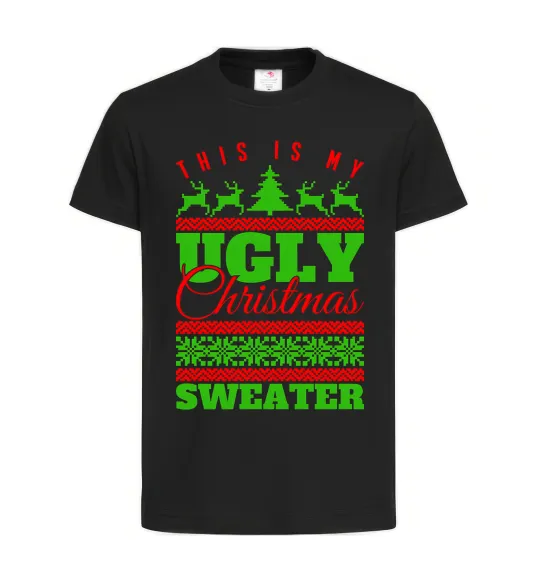 Дитяча футболка Ugly Christmas sweater Чорний фото