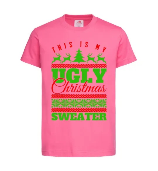 Дитяча футболка Ugly Christmas sweater Яскраво-рожевий фото