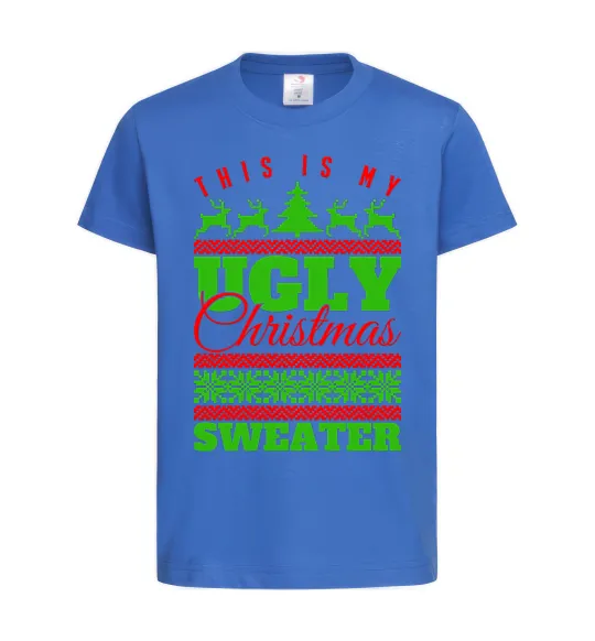 Дитяча футболка Ugly Christmas sweater Яскраво-синій фото