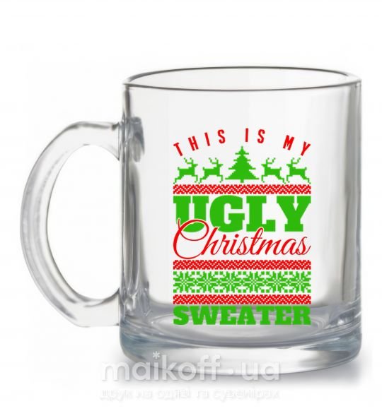 Чашка скляна Ugly Christmas sweater Прозорий фото