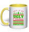 Чашка з кольоровою ручкою Ugly Christmas sweater Сонячно жовтий фото