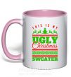 Чашка з кольоровою ручкою Ugly Christmas sweater Ніжно рожевий фото