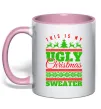 Чашка з кольоровою ручкою Ugly Christmas sweater Ніжно рожевий фото