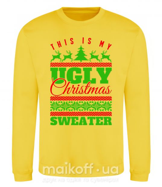 Світшот Ugly Christmas sweater Сонячно жовтий фото