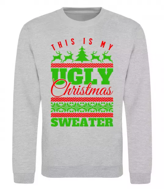 Свитшот Ugly Christmas sweater Серый меланж фото