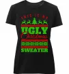 Женская премиум футболка Ugly Christmas sweater Черный фото