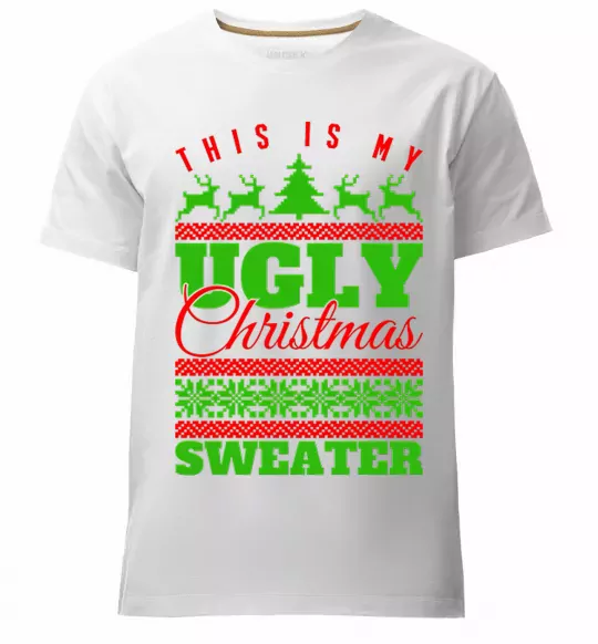 Чоловіча преміум футболка Ugly Christmas sweater Білий фото