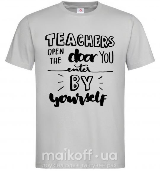 Мужская футболка Teachers open door Серый фото
