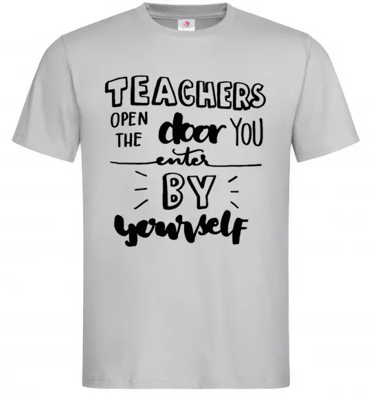Мужская футболка Teachers open door Серый фото