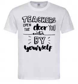 Мужская футболка Teachers open door Белый фото
