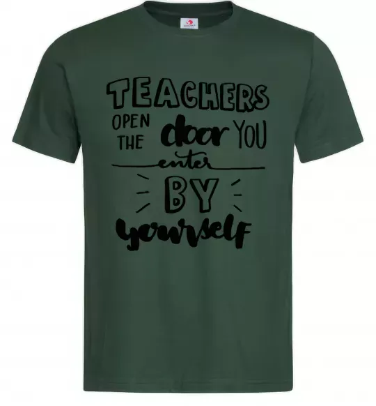 Мужская футболка Teachers open door Темно-зеленый фото