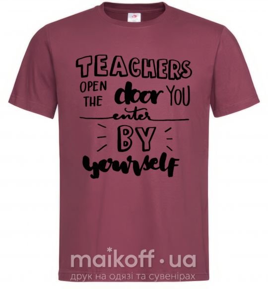 Мужская футболка Teachers open door Бордовый фото