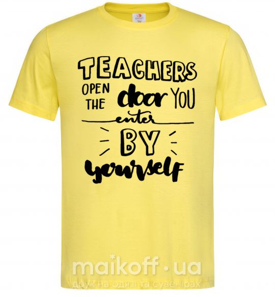 Мужская футболка Teachers open door Лимонный фото