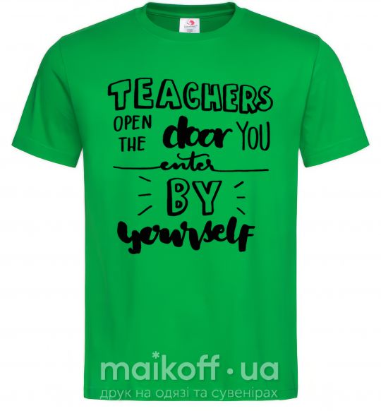Мужская футболка Teachers open door Зеленый фото