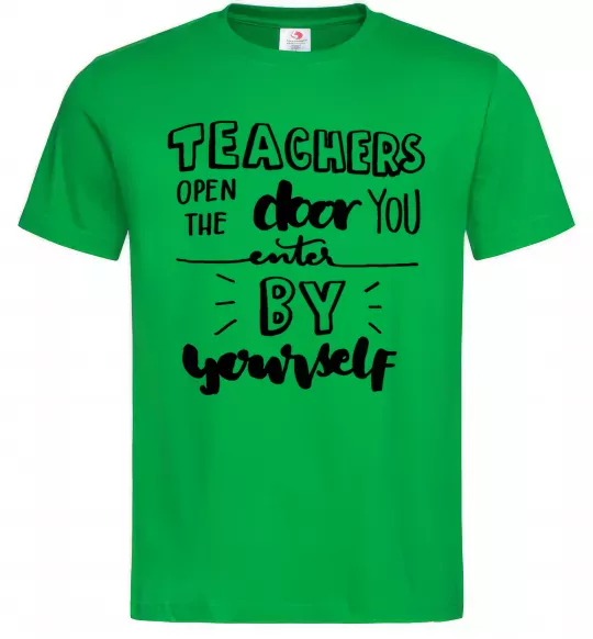 Мужская футболка Teachers open door Зеленый фото
