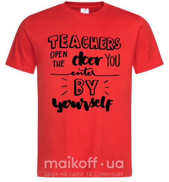 Мужская футболка Teachers open door Красный фото