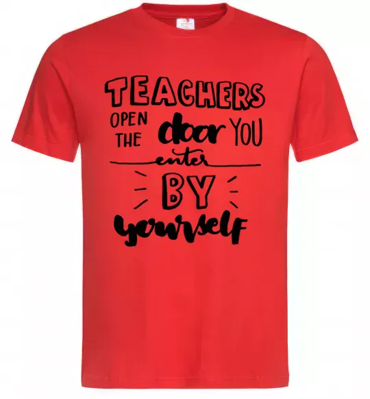 Мужская футболка Teachers open door Красный фото
