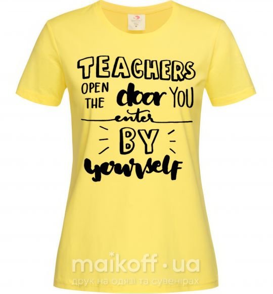 Жіноча футболка Teachers open door Лимонний фото