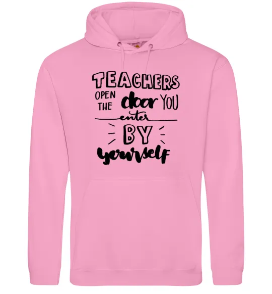 Мужская толстовка (худи) Teachers open door Розовый фото