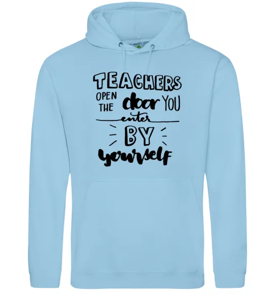 Мужская толстовка (худи) Teachers open door Голубой фото