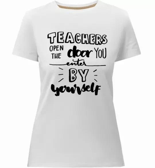 Жіноча преміум футболка Teachers open door Білий фото