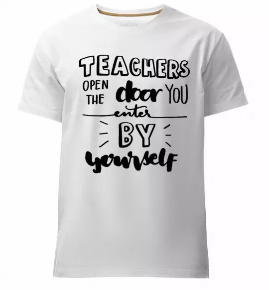 Чоловіча преміум футболка Teachers open door Білий фото
