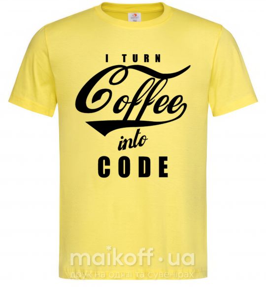 Мужская футболка I turn coffee into code Лимонный фото