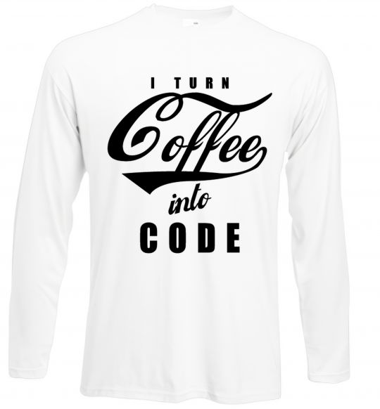 Лонгслів I turn coffee into code Білий фото