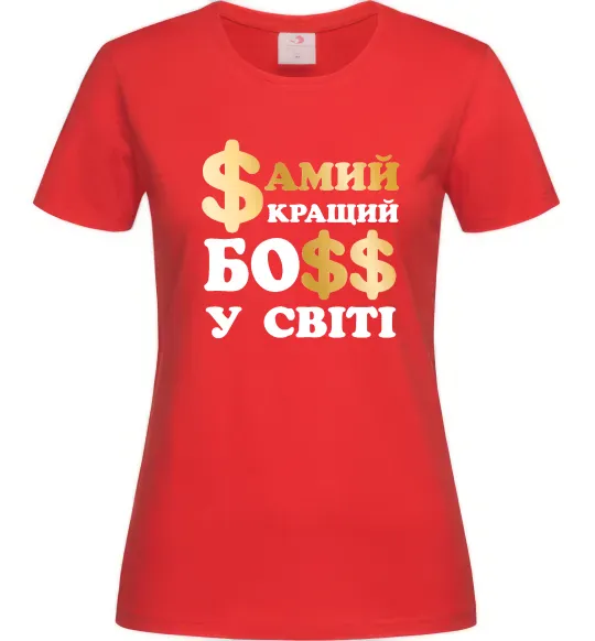 Жіноча футболка Кращий у світі босс Червоний фото