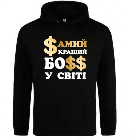 Мужская толстовка (худи) Напис BIG BOSS Серый меланж фото