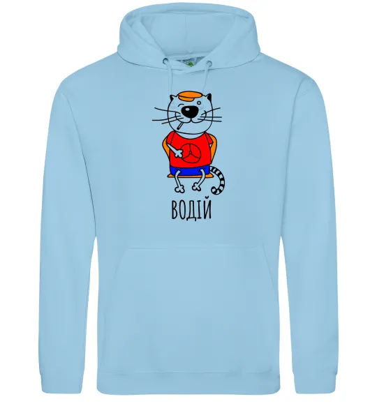 Чоловіча толстовка (худі) Кот водій Блакитний фото