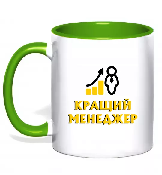 Чашка с цветной ручкой Кращий менеджер Зеленый фото