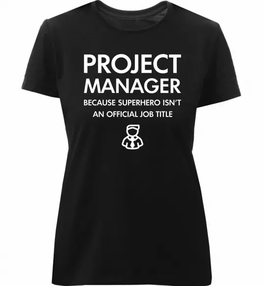 Жіноча преміум футболка Project manager Чорний фото