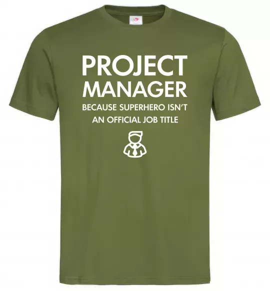 Чоловіча футболка Project manager Оливковий фото