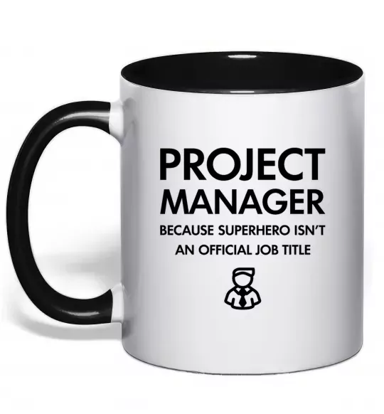 Чашка з кольоровою ручкою Project manager Чорний фото