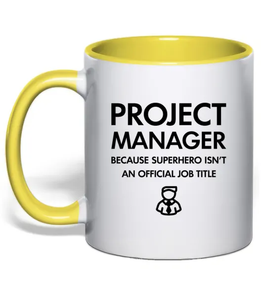 Чашка з кольоровою ручкою Project manager Лимонний фото
