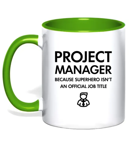 Чашка з кольоровою ручкою Project manager Лаймовий фото