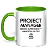 Чашка з кольоровою ручкою Project manager Лаймовий фото