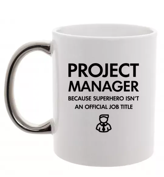 Чашка з кольоровою ручкою Project manager Срібло фото