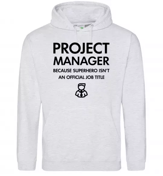 Женская толстовка (худи) Project manager Серый меланж фото