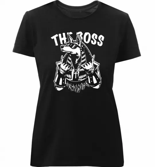 Женская премиум футболка The boss Egypt style Черный фото