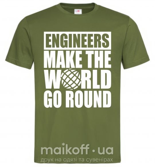 Чоловіча футболка Engineers make the world go round Оливковий фото