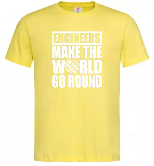 Мужская футболка Engineers make the world go round Лимонный фото