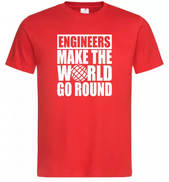 Мужская футболка Engineers make the world go round Красный фото