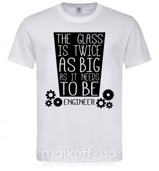 Мужская футболка The glass is twice as big as it needs to be Белый фото