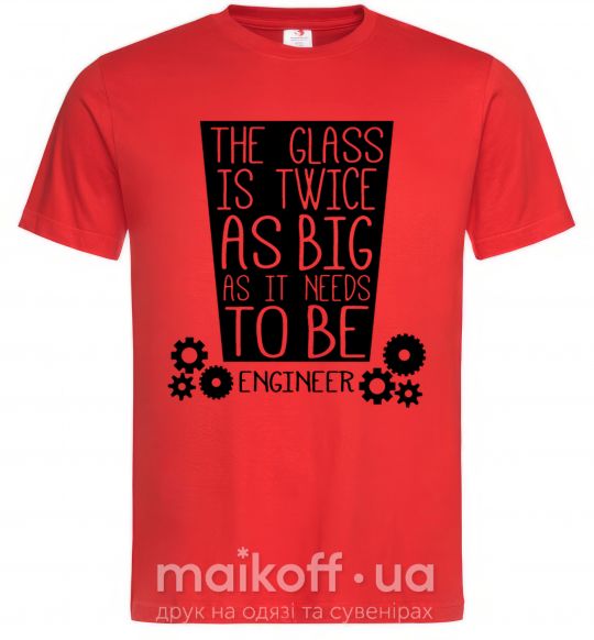 Мужская футболка The glass is twice as big as it needs to be Красный фото