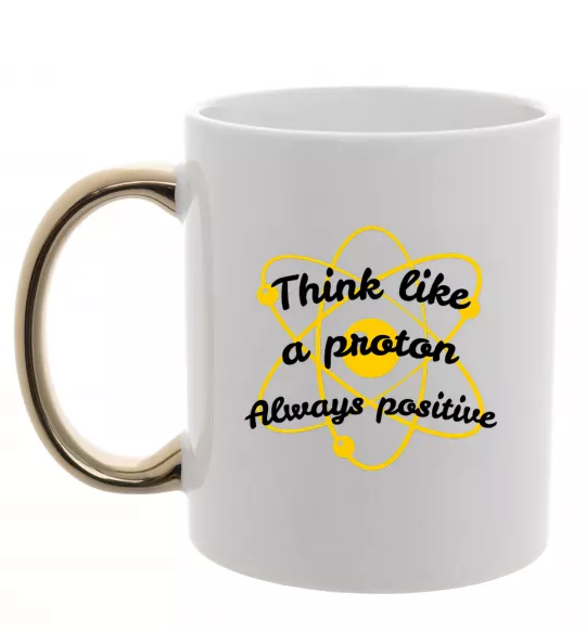 Чашка з кольоровою ручкою Think like a proton Золото фото