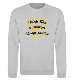 Світшот Think like a proton Сірий меланж фото