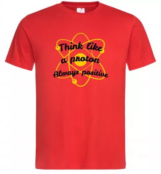 Мужская футболка Think like a proton Красный фото